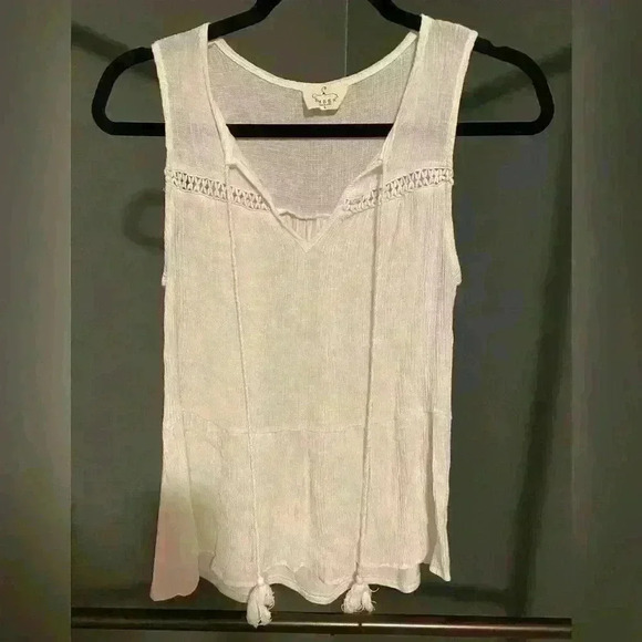 Ember brand women’s white tank‎ top blouse tie front dress up or down size L - Picture 9 of 9